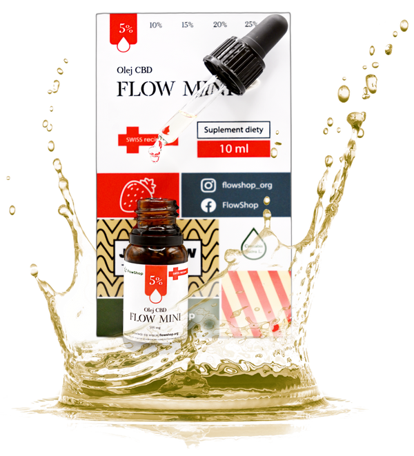 FLOW MINI - Olej CBD 5%/500mg -  Truskawkowy smak